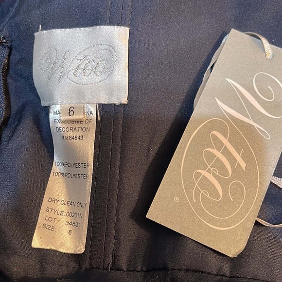 Wtoo Nordstrom Navy Blue Chiffon One Shoulder Gown 6 - Picture 6 of 7